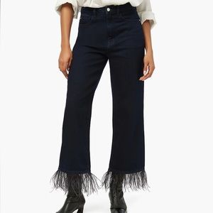 WeWoreWhat Feather Indigo Denim Straight Leg Jean Sz 28